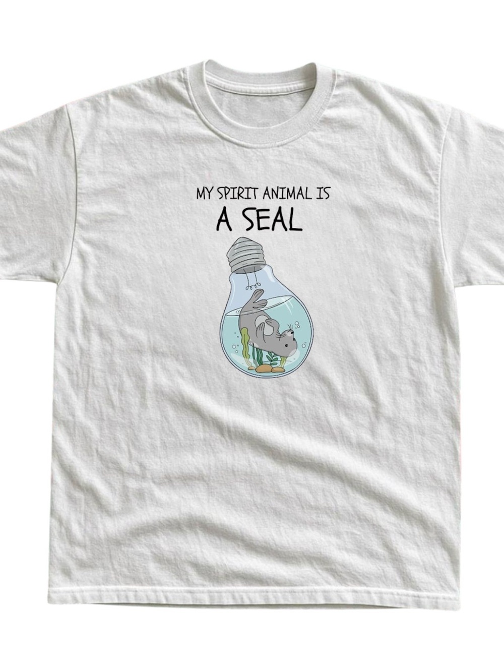 Gildan White "My Spirit Animal Is A Seal" Graphic T-Shirt
